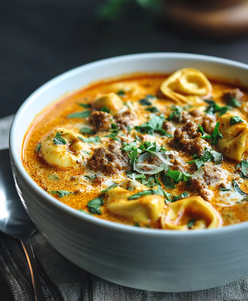 Warm Up with Creamy Beef Sausage Tortellini Soup Recipe!