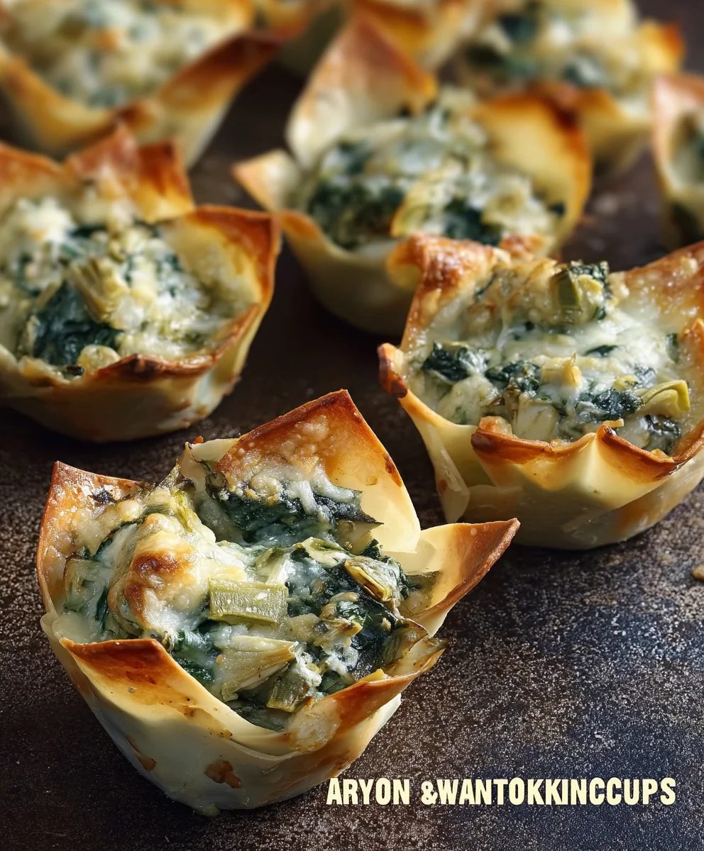 Crispy Spinach & Artichoke Wonton Cups: Perfect Party Bite!