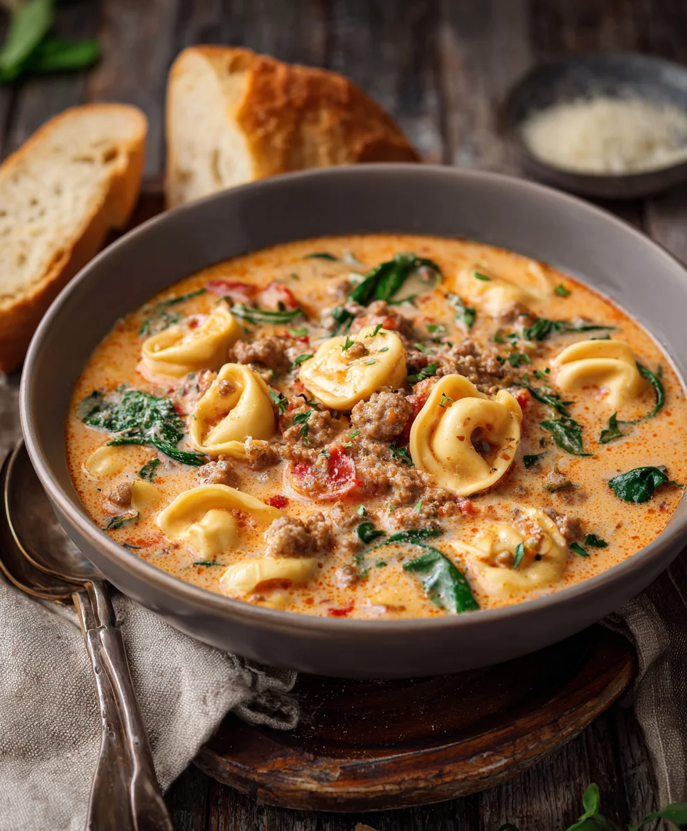 Warm Up with Creamy Beef Sausage Tortellini Soup Recipe!
