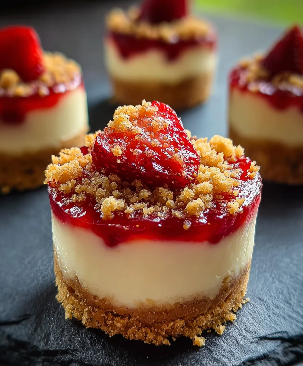 Delicious Mini Strawberry Crunch Stuffed Cheesecakes