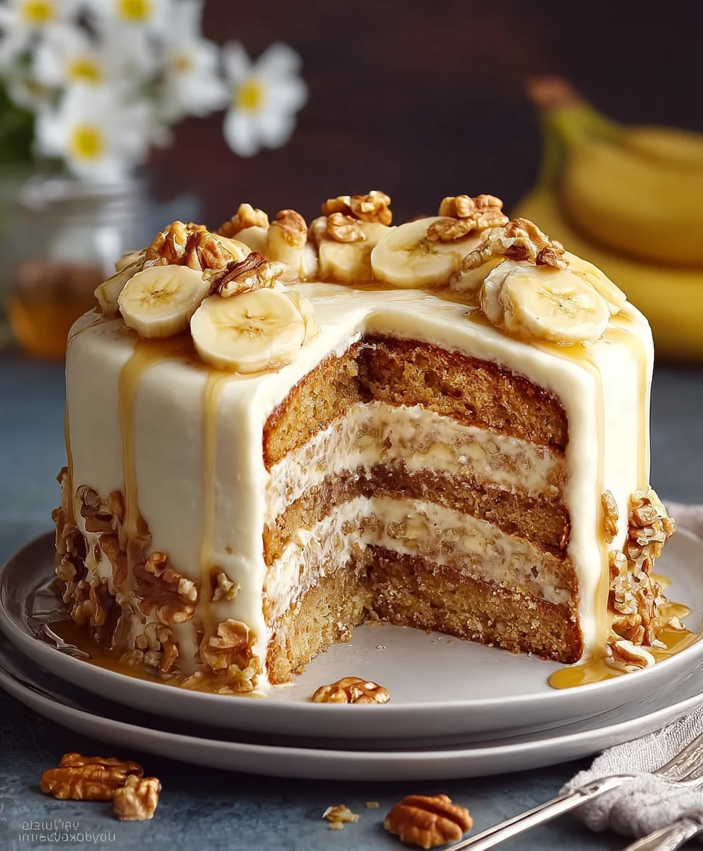 Decadent Banana Walnut Cream Cake Recipe - Easy & Delicious!