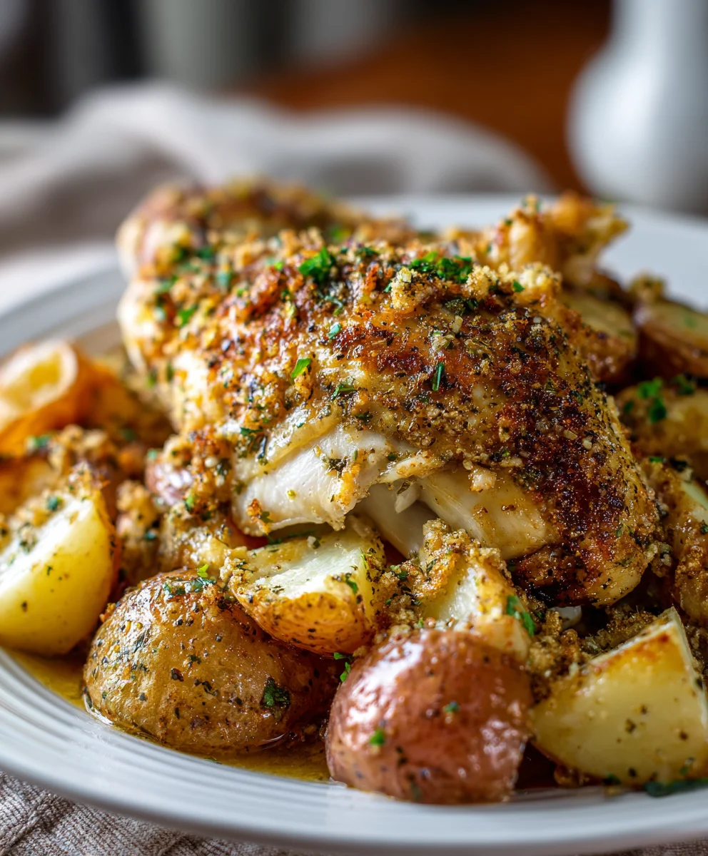 Ultimate Garlic Parmesan Crockpot Chicken & Potatoes!