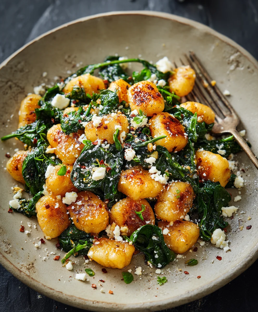 Crispy Gnocchi with Spinach & Feta: Easy Dinner Recipe