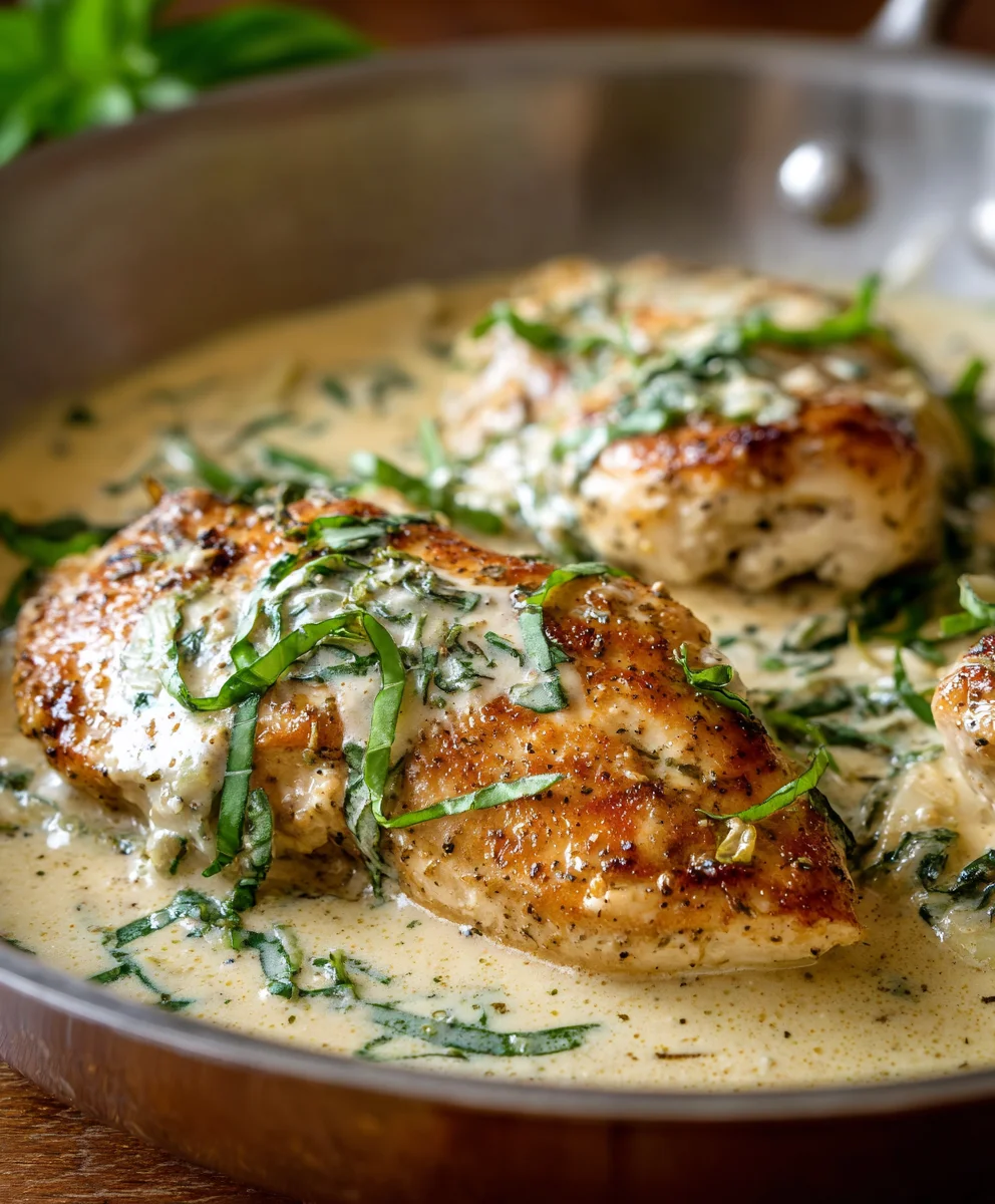 Mozzarella Chicken in Basil Cream Sauce: Quick & Easy