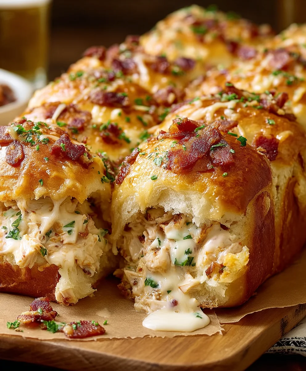 Loaded Chicken Beef Bacon Ranch Pull Apart Rolls