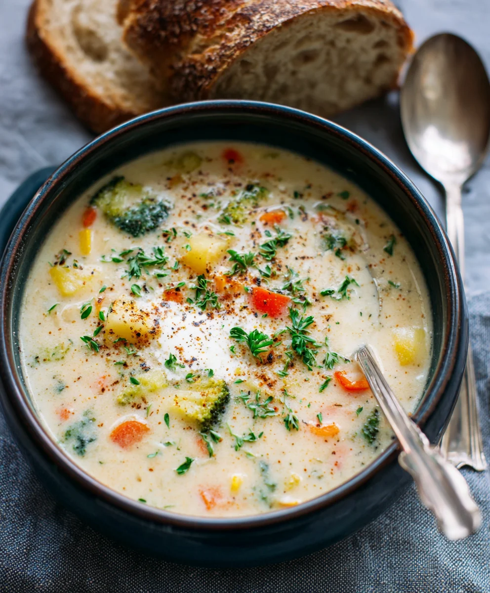 Quick & Easy One Pot Creamy Vegetable Soup Recipe