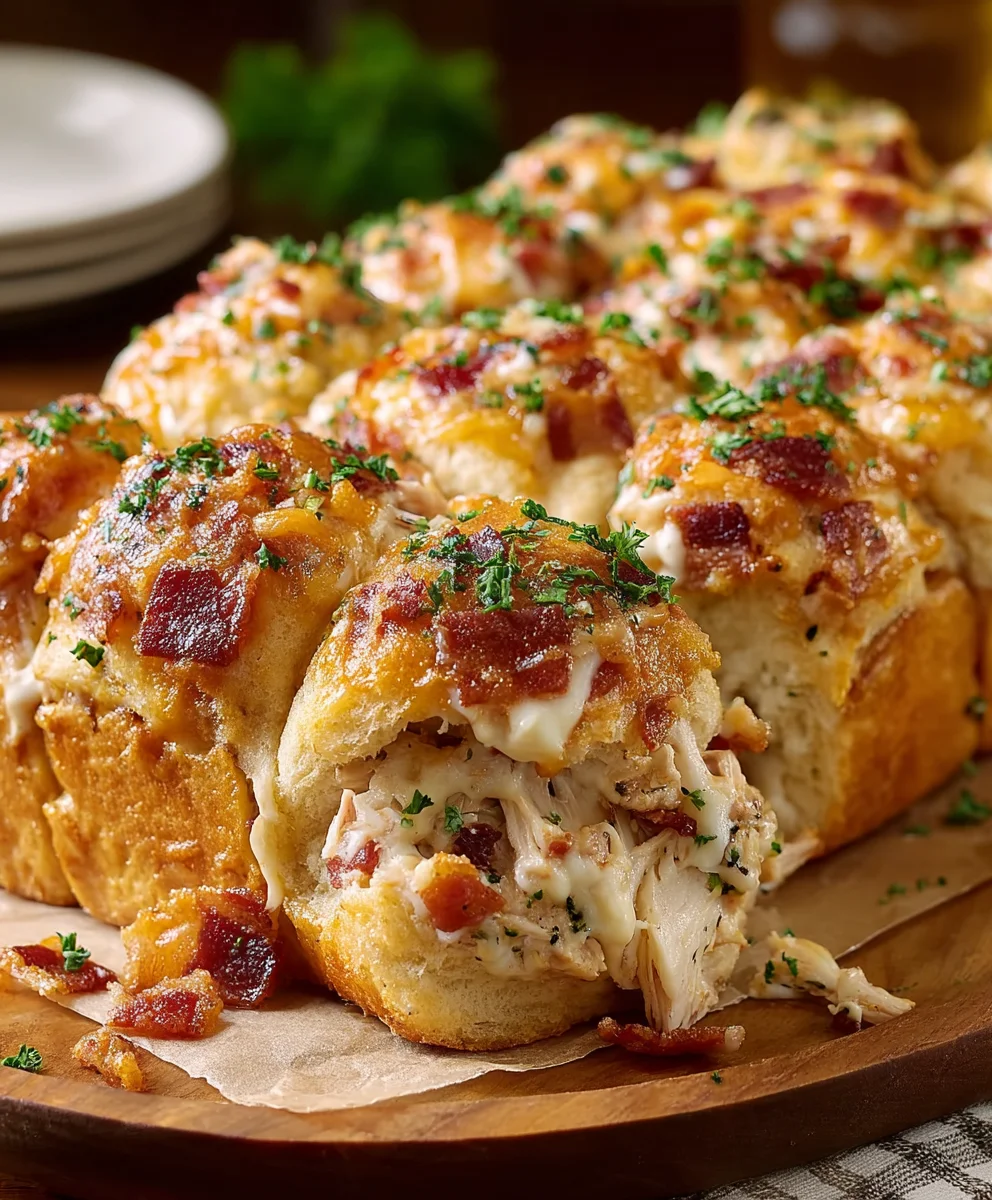 Loaded Chicken Beef Bacon Ranch Pull Apart Rolls