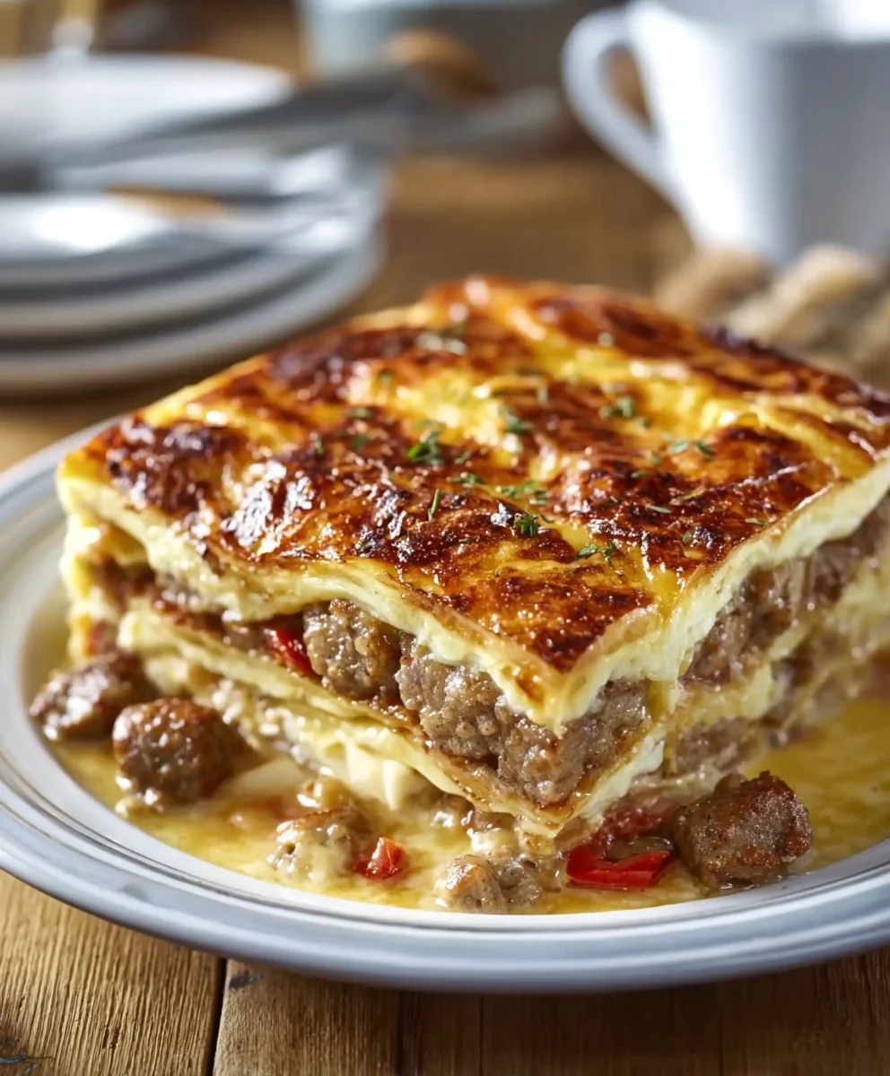 Beef Sausage Pancake Casserole - Easy Family Breakfast