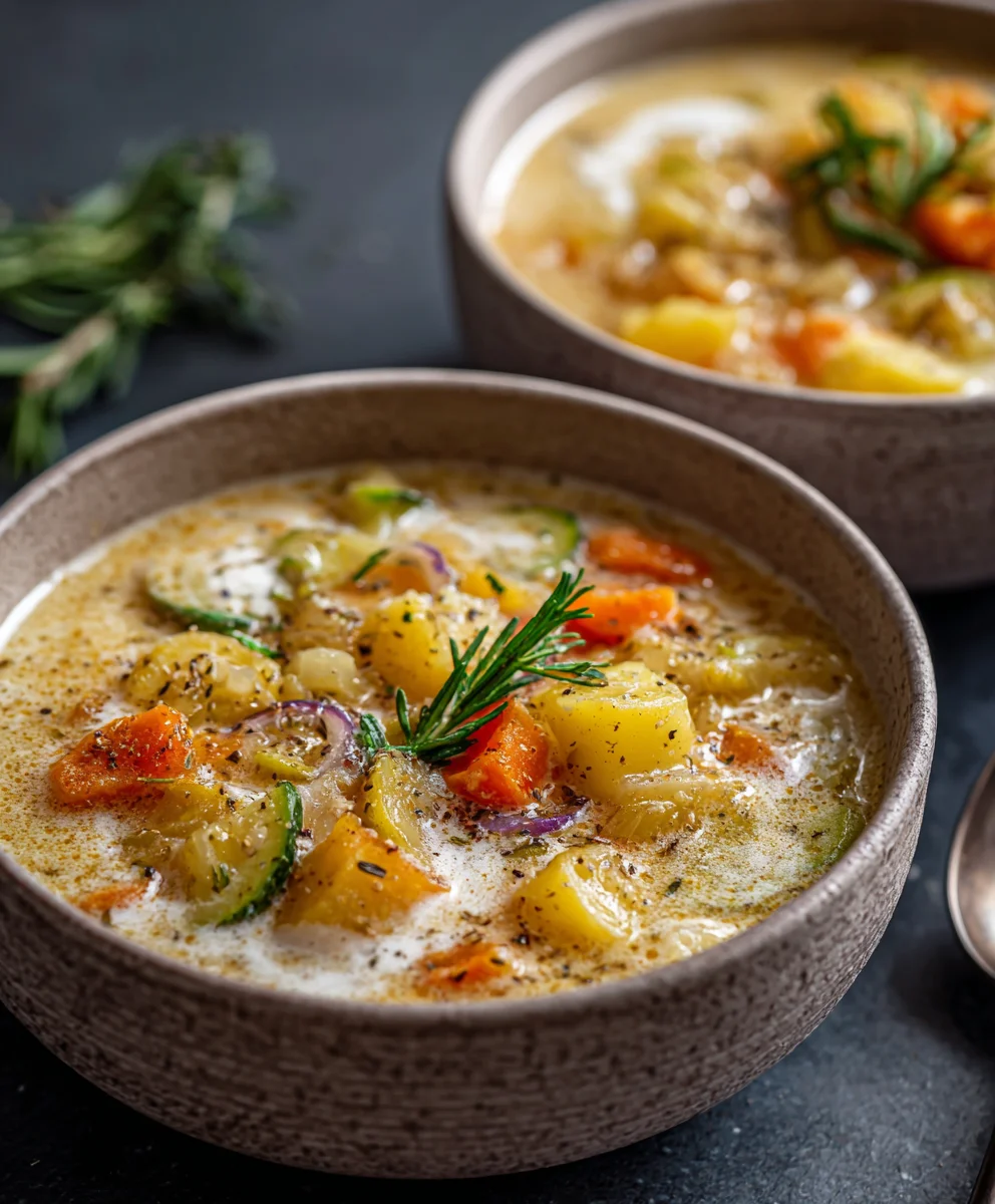 Quick & Easy One Pot Creamy Vegetable Soup Recipe