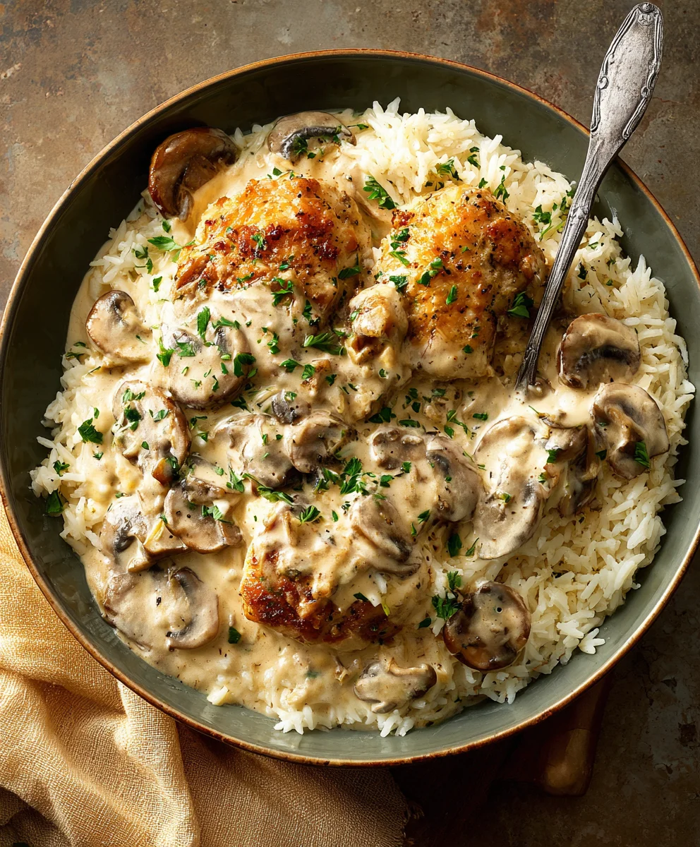 Creamy Smothered Chicken & Rice: Easy Dinner Recipe!
