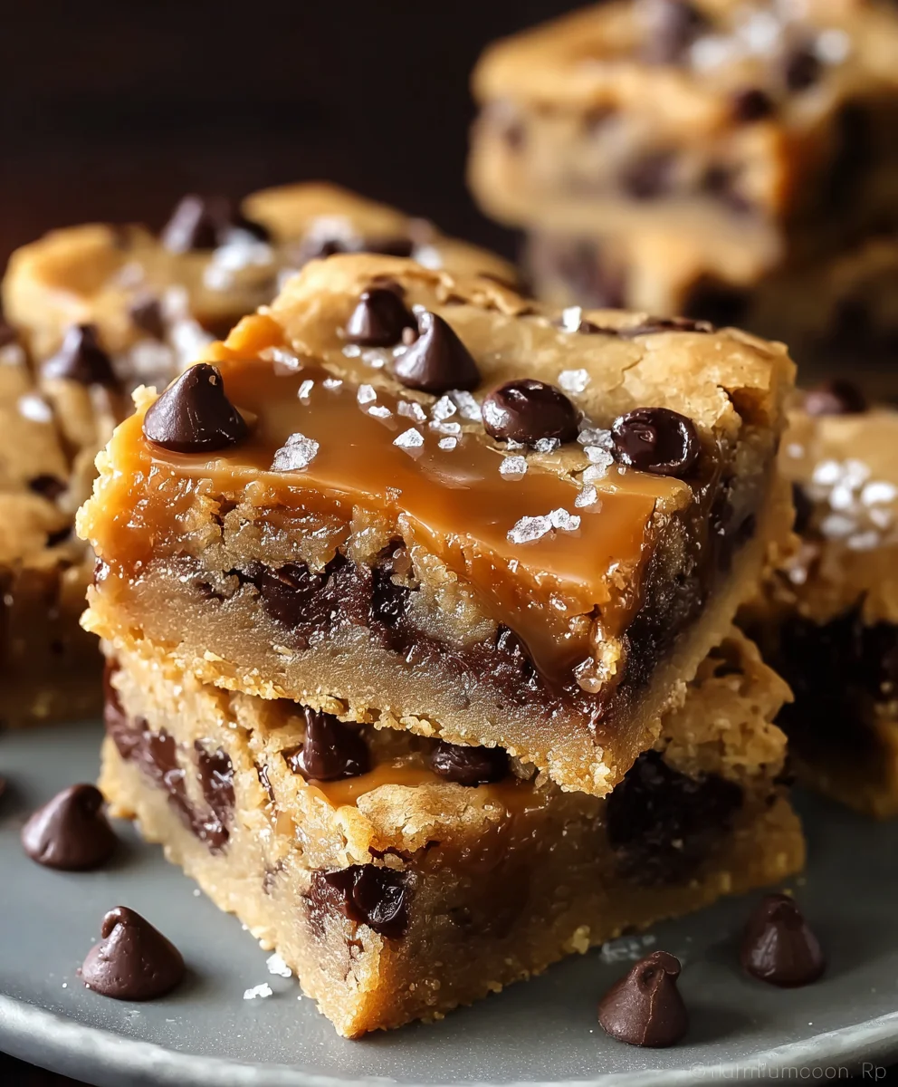 Irresistible Salted Caramel Chocolate Chip Cookie Bars
