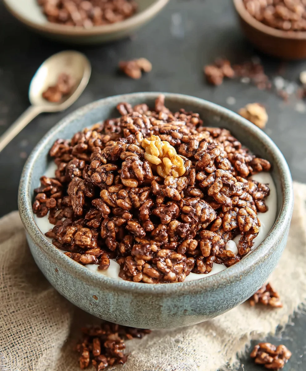 Healthy Crispy Chocolate Puffed Rice Cereal Treat