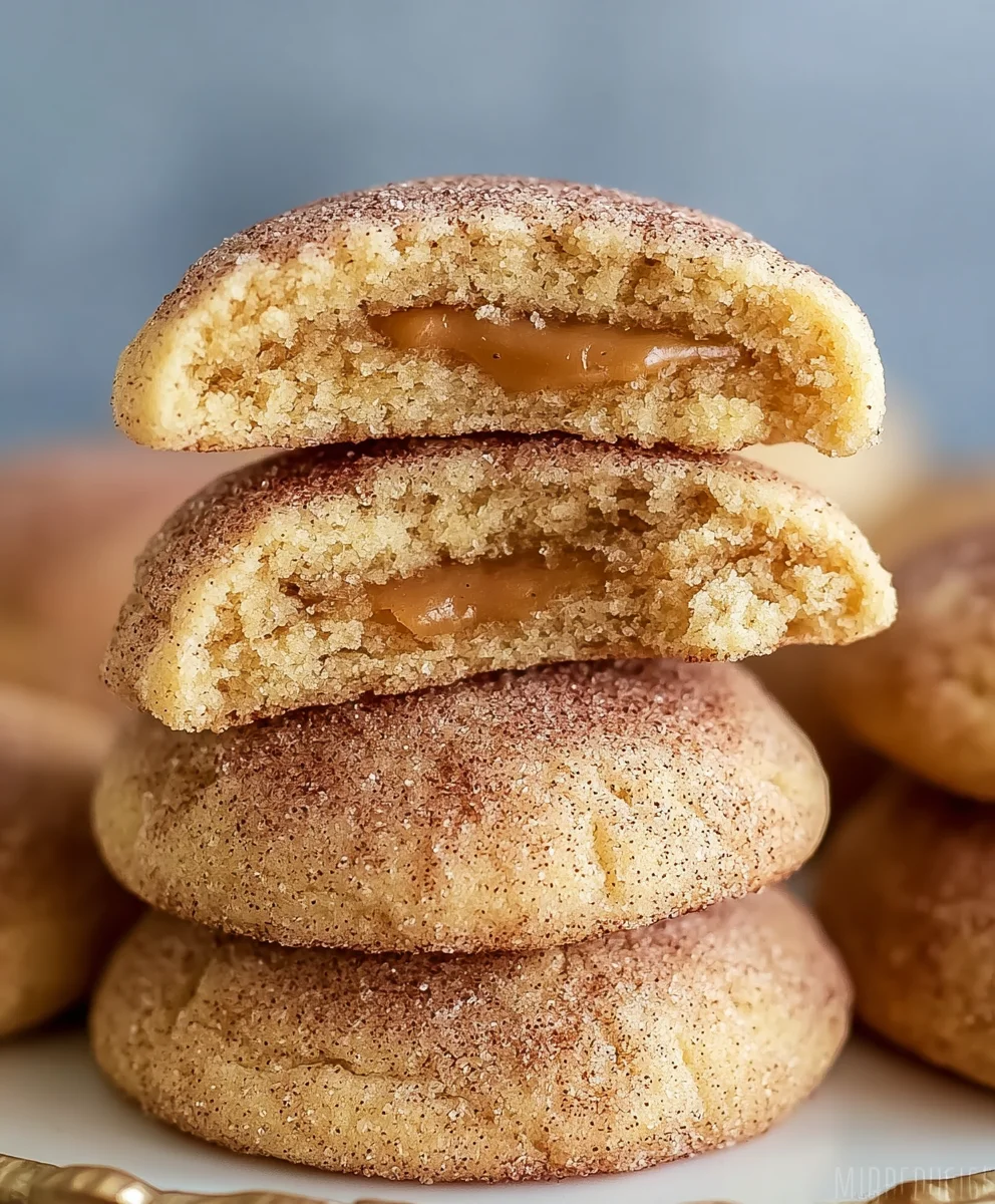 Irresistible Caramel Stuffed Snickerdoodle Cookies!