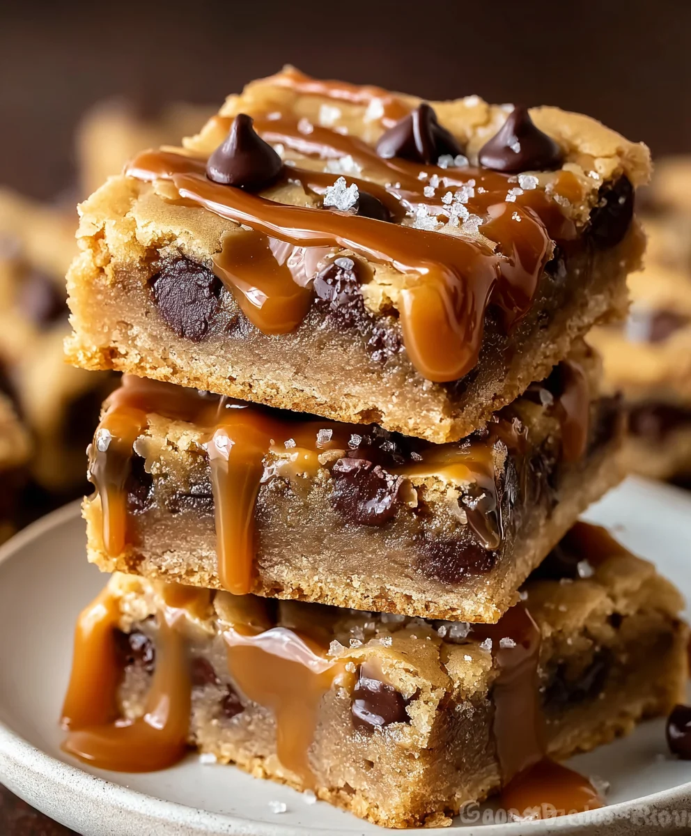 Irresistible Salted Caramel Chocolate Chip Cookie Bars