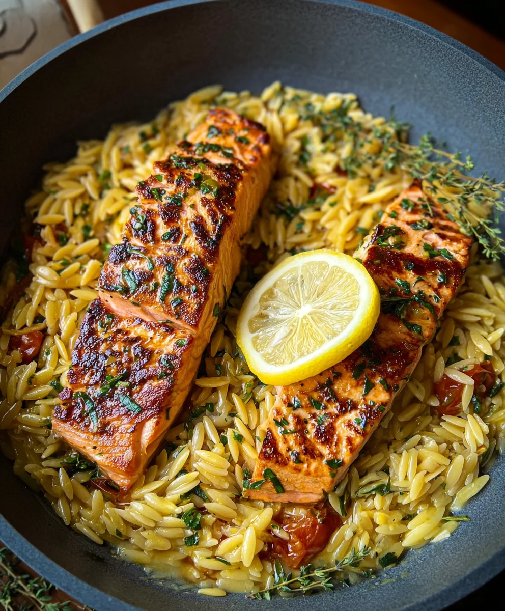 Easy One Pan Lemon Orzo Salmon: Delicious Weeknight Dinner