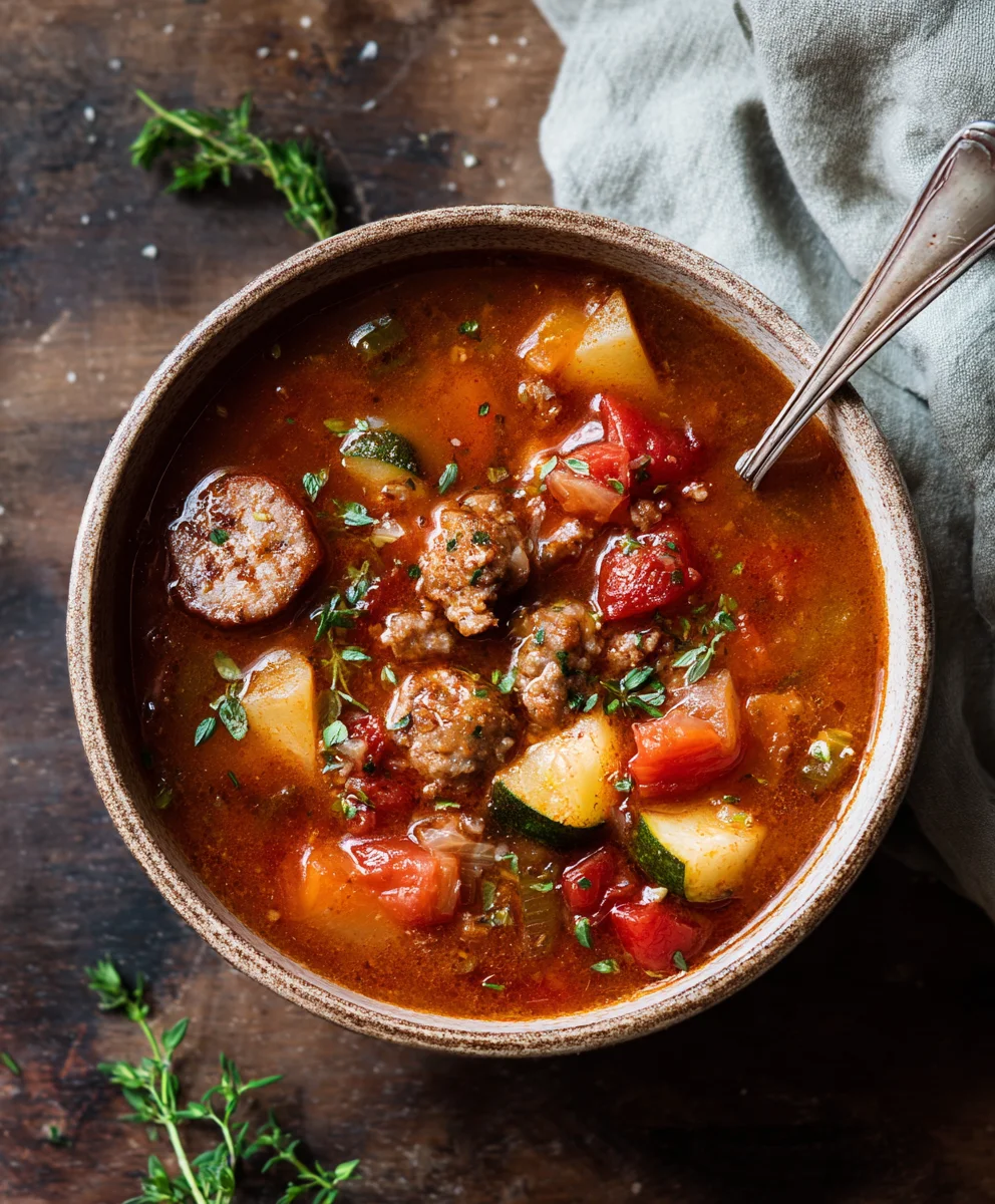 Savory Beef Sausage Non-Alcoholic Ale Soup You'll Love