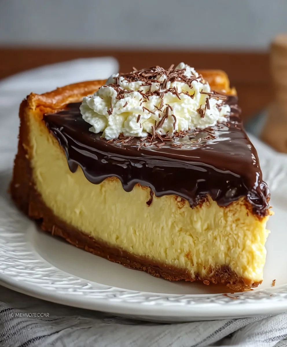 Boston Cream Pie Cheesecake Recipe-Decadent Dessert