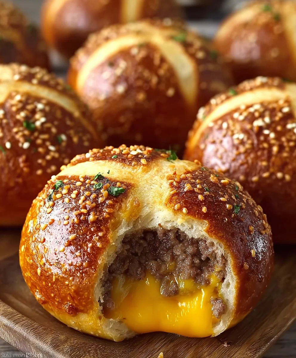 Cheeseburger Pretzel Bombs - Easy Beef Bites