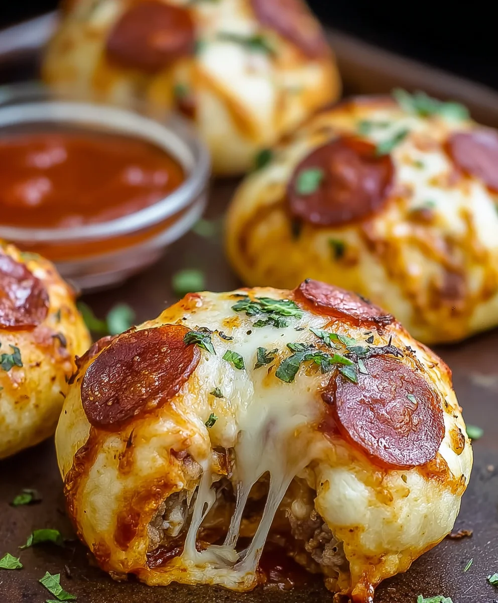 Mouthwatering Cheesy Beef Pepperoni Pizza Bombs