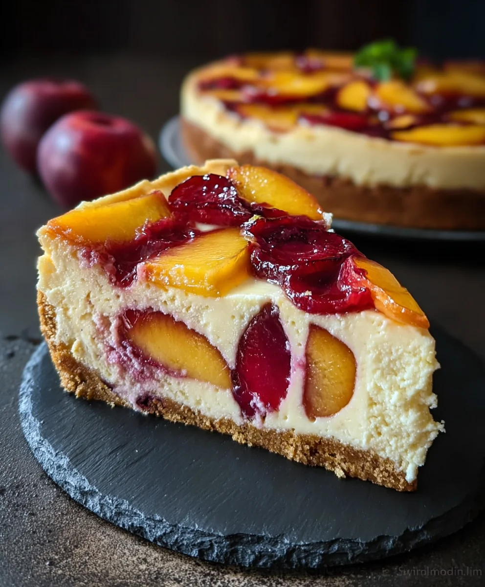 Peach Plum Cheesecake Recipe- Summertime Dessert Bliss