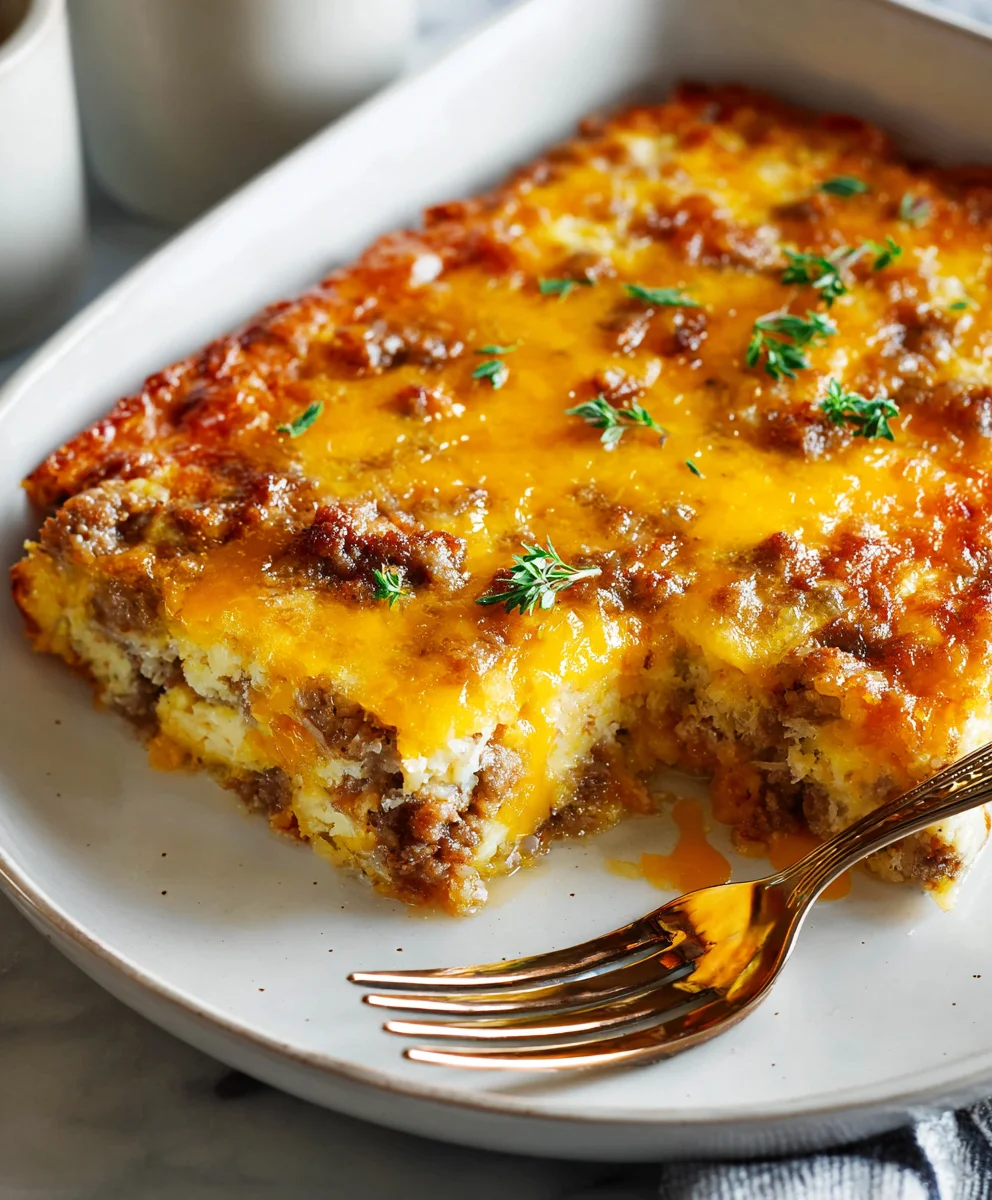 Beef Sausage Hash Brown Breakfast Casserole Delight