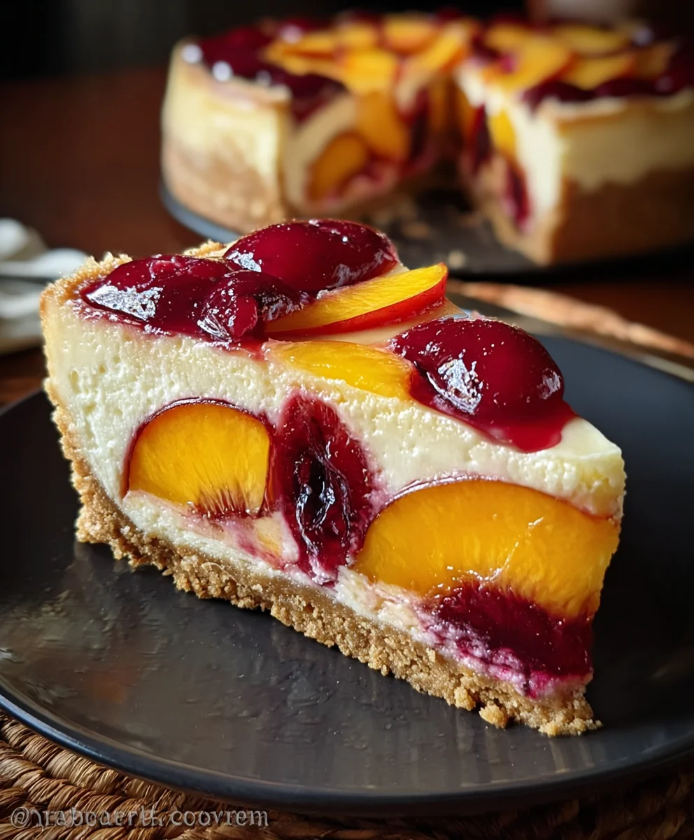 Peach Plum Cheesecake Recipe- Summertime Dessert Bliss