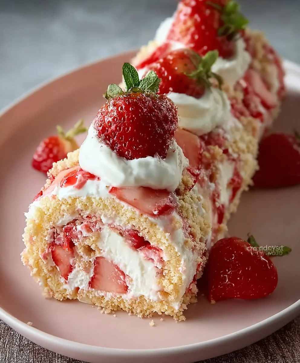 Strawberry Shortcake Cheesecake Rolls-Easy Dessert