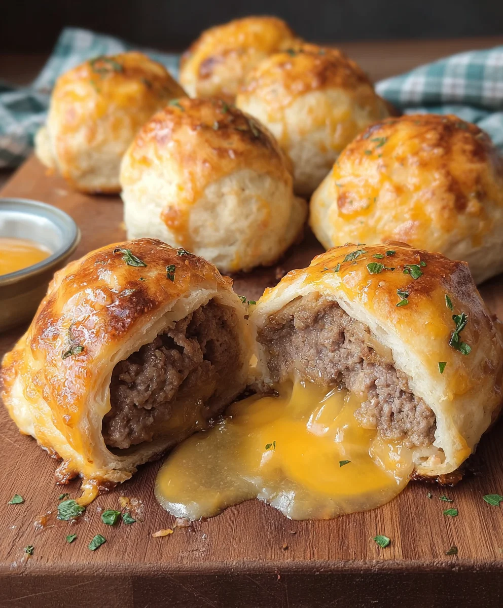 Cheeseburger Biscuit Bombs - Easy Beef Appetizer