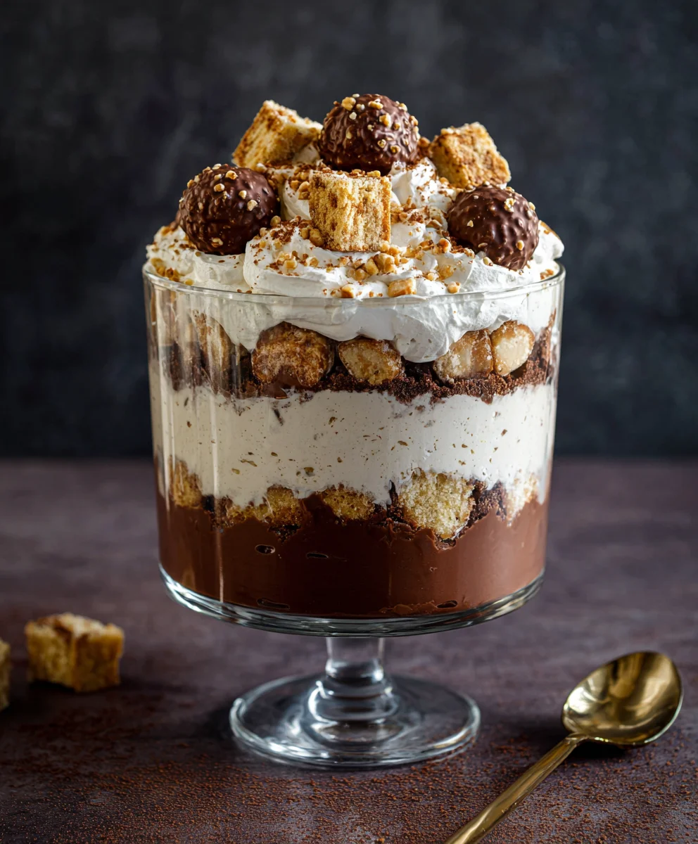 Ferrero Rocher Trifle-Decadent Chocolate Hazelnut Dessert