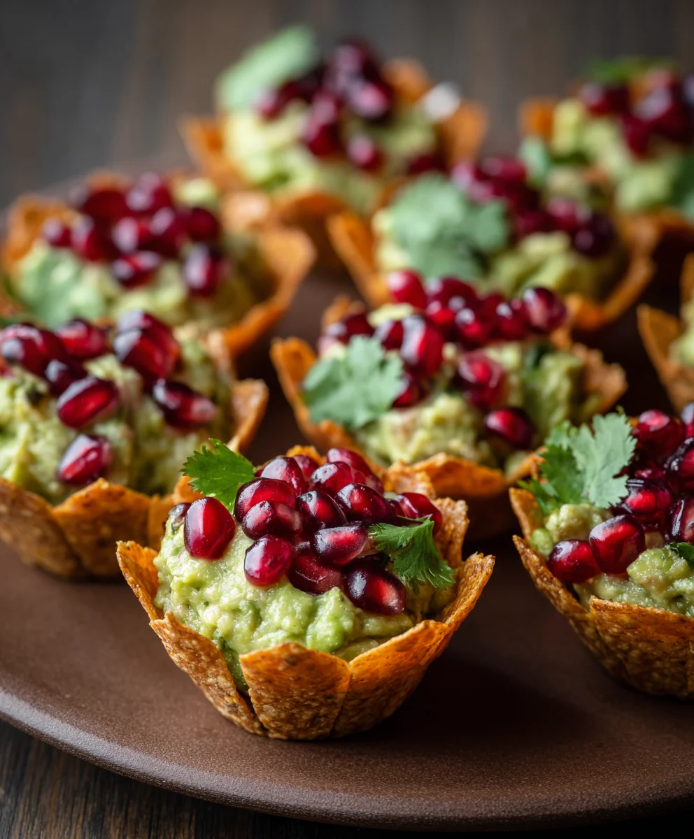 Pomegranate Jeweled Guacamole Cups - Easy Festive Appetizer