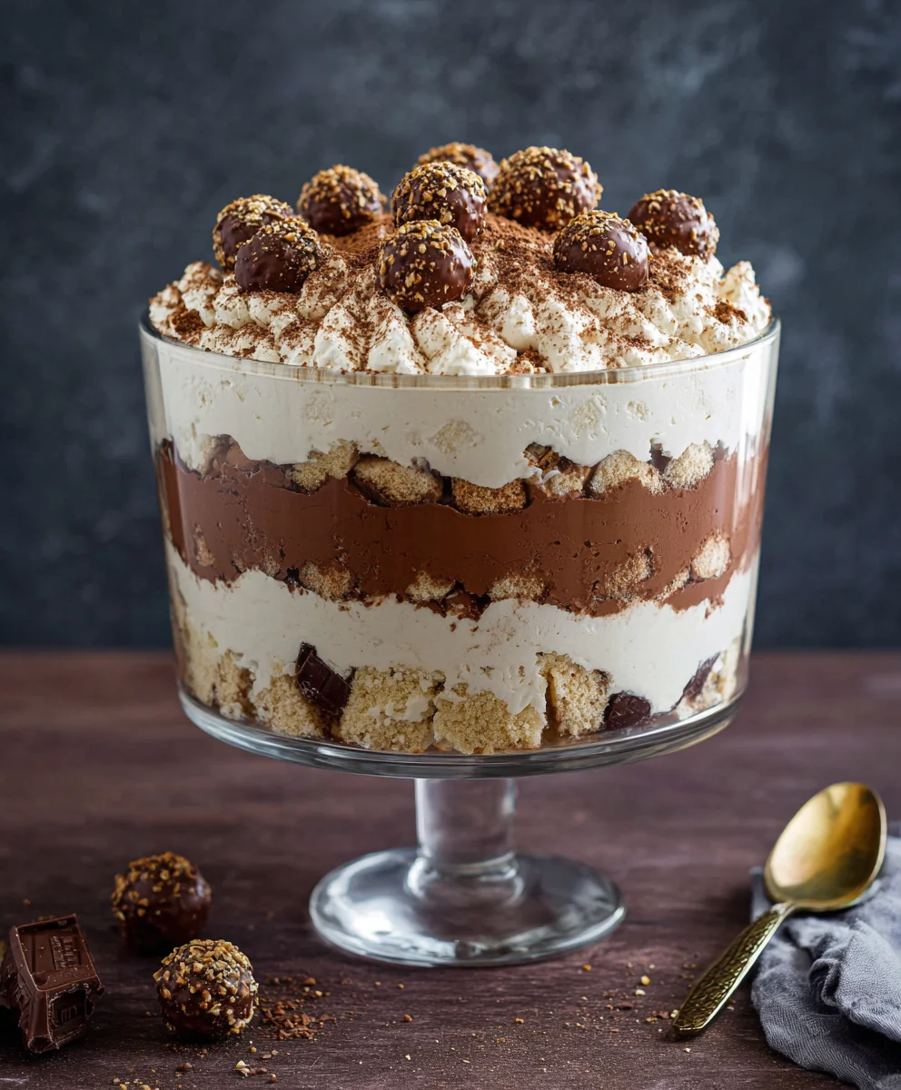 Ferrero Rocher Trifle-Decadent Chocolate Hazelnut Dessert