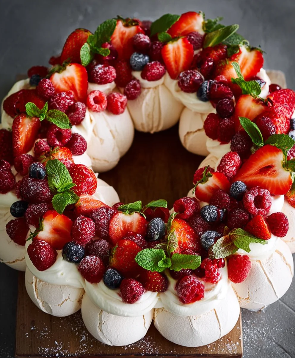 Easy Pull Apart Pavlova Wreath-Festive Dessert