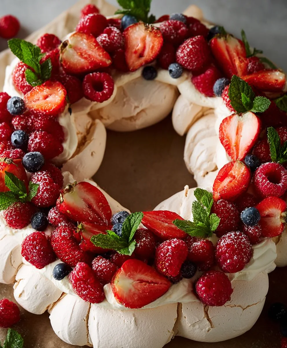 Easy Pull Apart Pavlova Wreath-Festive Dessert