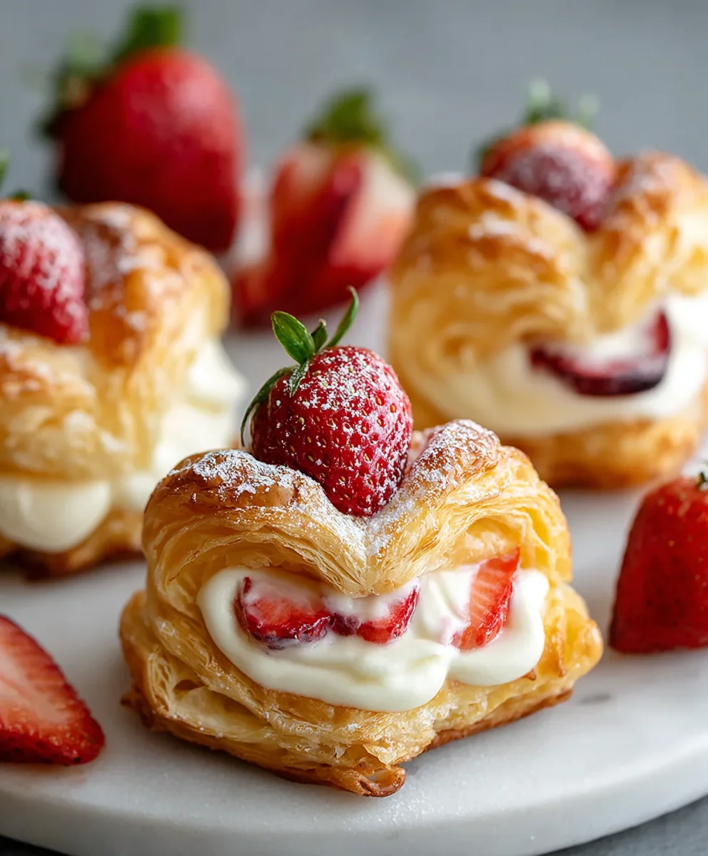 Flaky Strawberry Cream Cheese Puffs-Easy Dessert