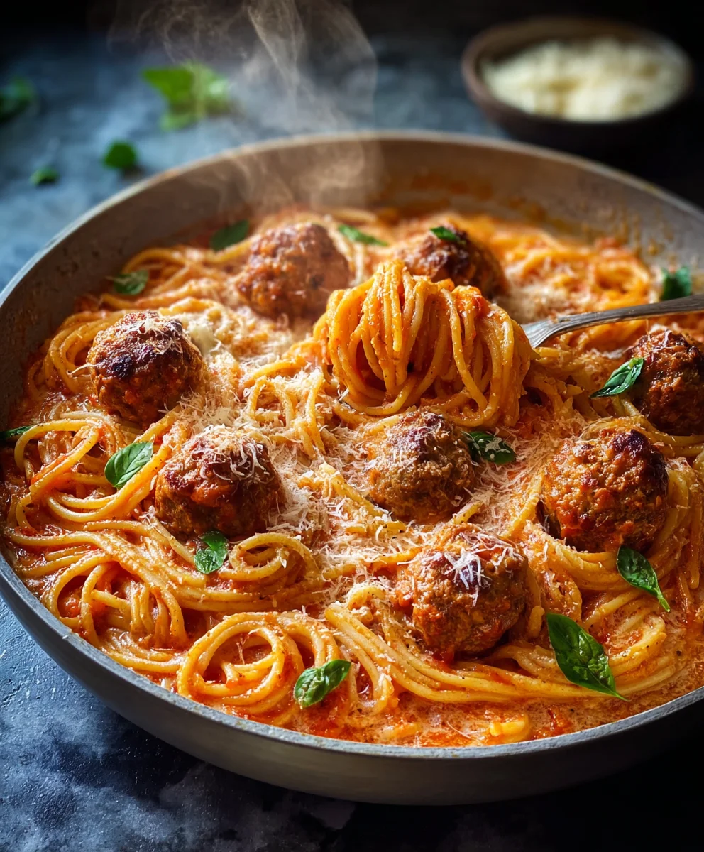 Delicious Creamy Beef Meatballs Spaghetti - Quick Weeknight Meal