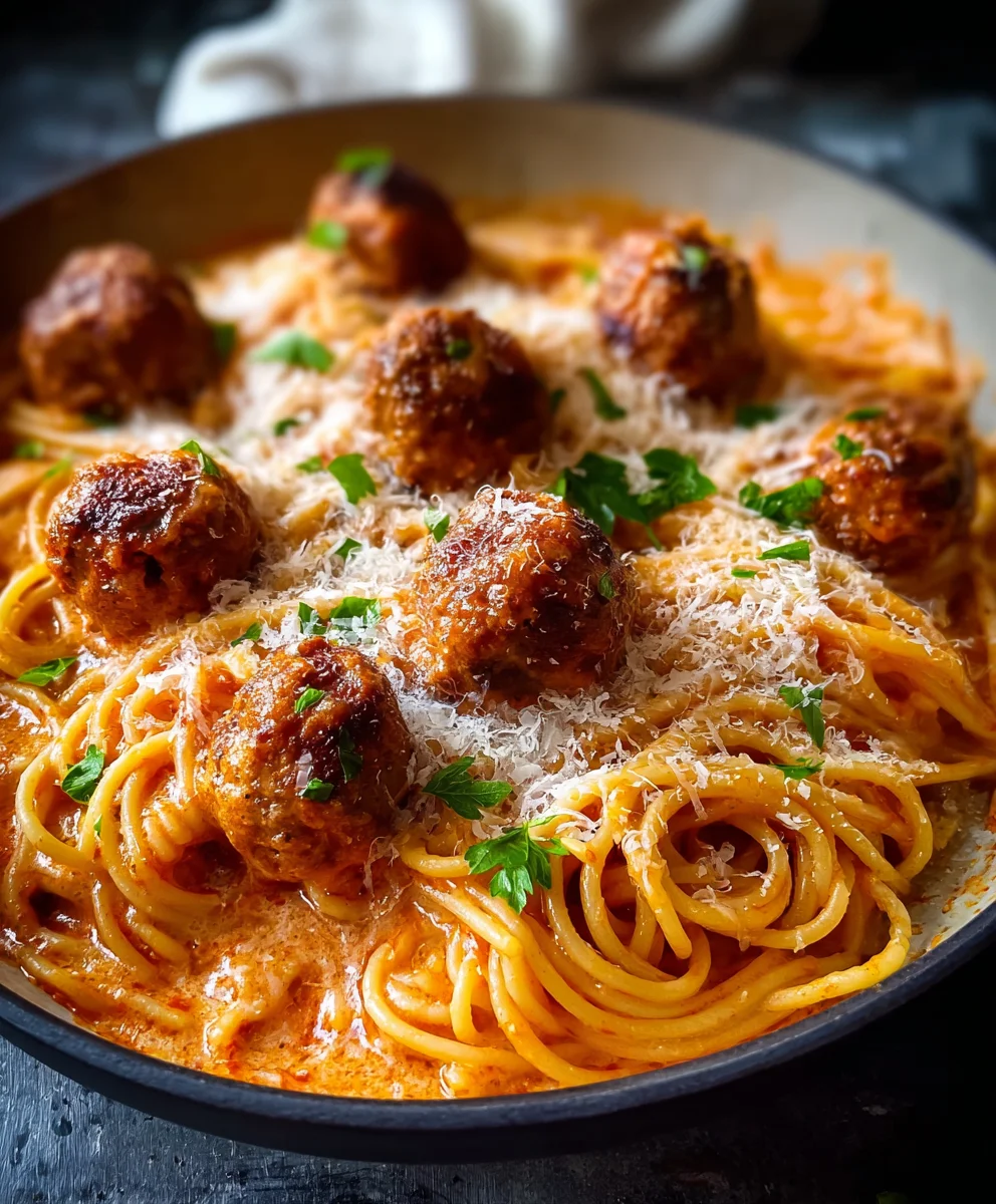 Delicious Creamy Beef Meatballs Spaghetti - Quick Weeknight Meal