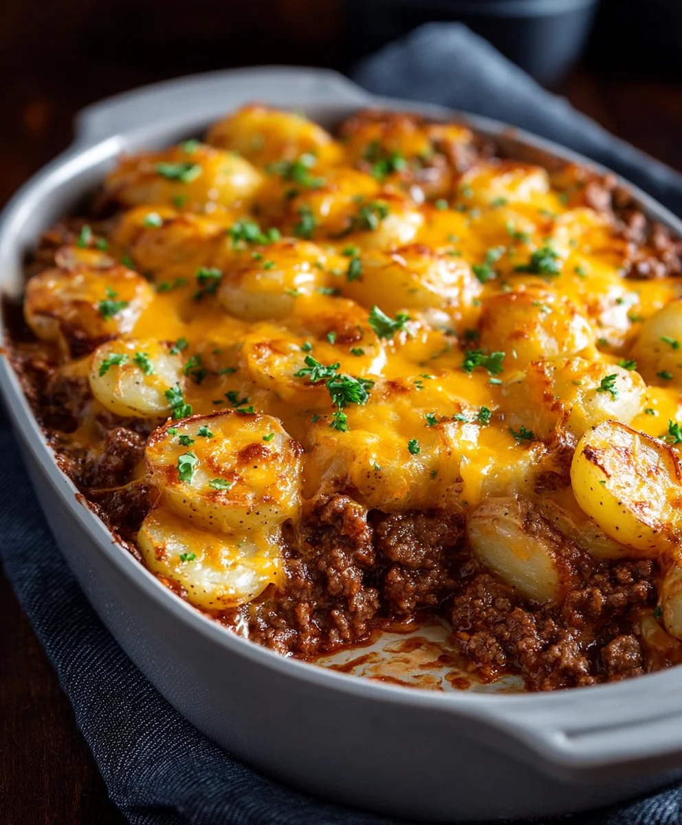 Cheesy Ground Beef and Potatoes Bake - Easy Recipe