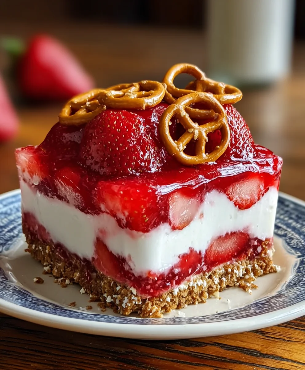 Strawberry Pretzel Salad-The Sweet & Salty Dessert