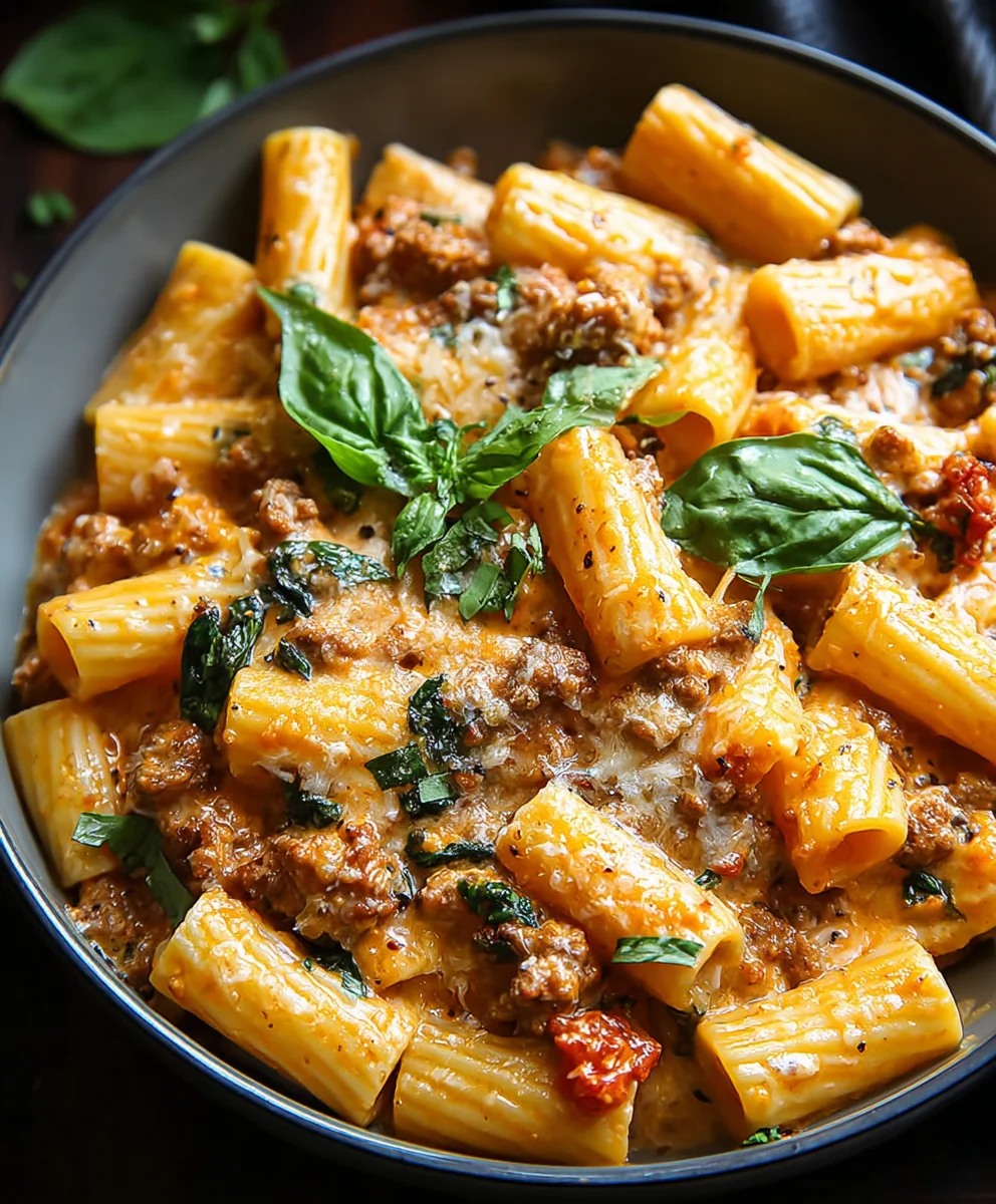 One-Pot Creamy Beef Rigatoni - Easy Dinner
