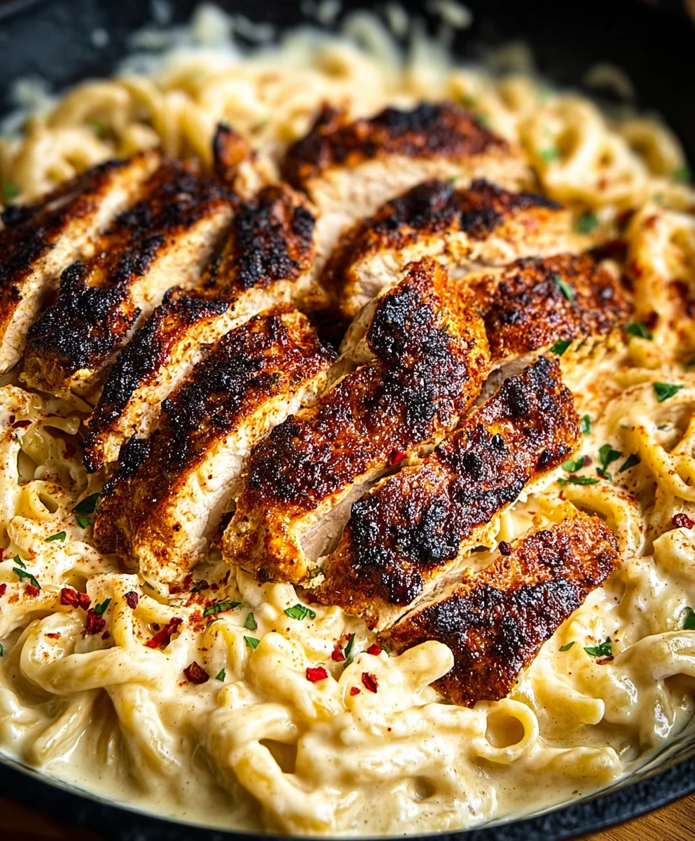Spicy Blackened Chicken Alfredo - Creamy Cajun Flavor