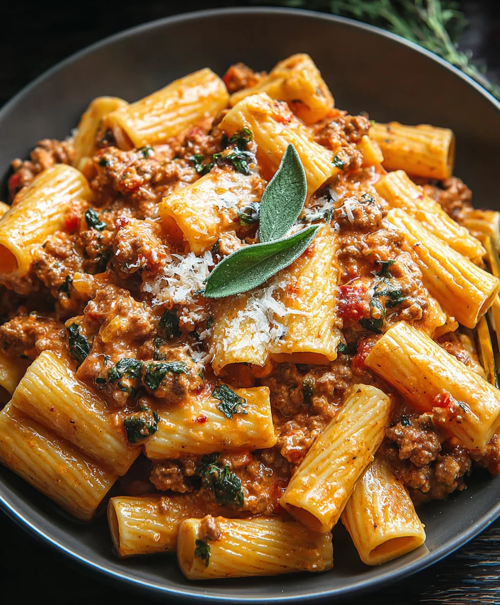 One-Pot Creamy Beef Rigatoni - Easy Dinner