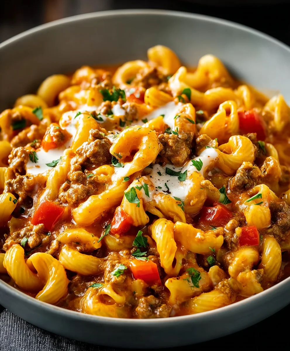 Creamy Beef Taco Pasta - Easy Weeknight Meal