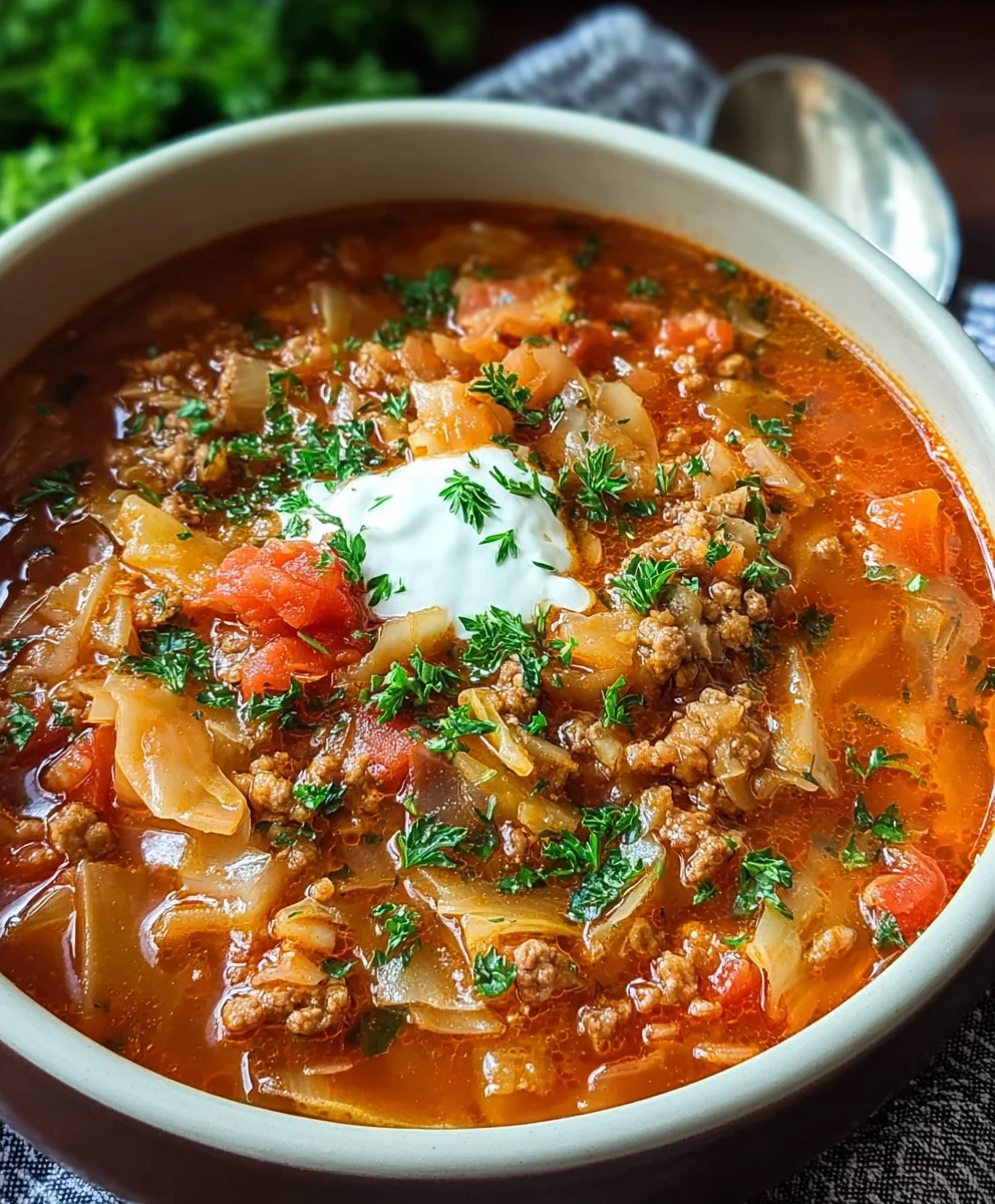 Hearty Beef Cabbage Roll Soup-Easy & Flavorful