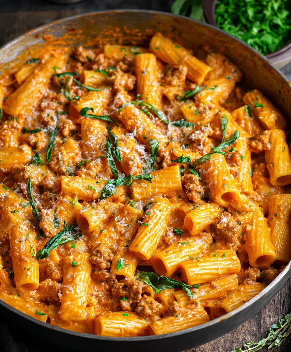 Easy One-Pan Creamy Beef Rigatoni Min