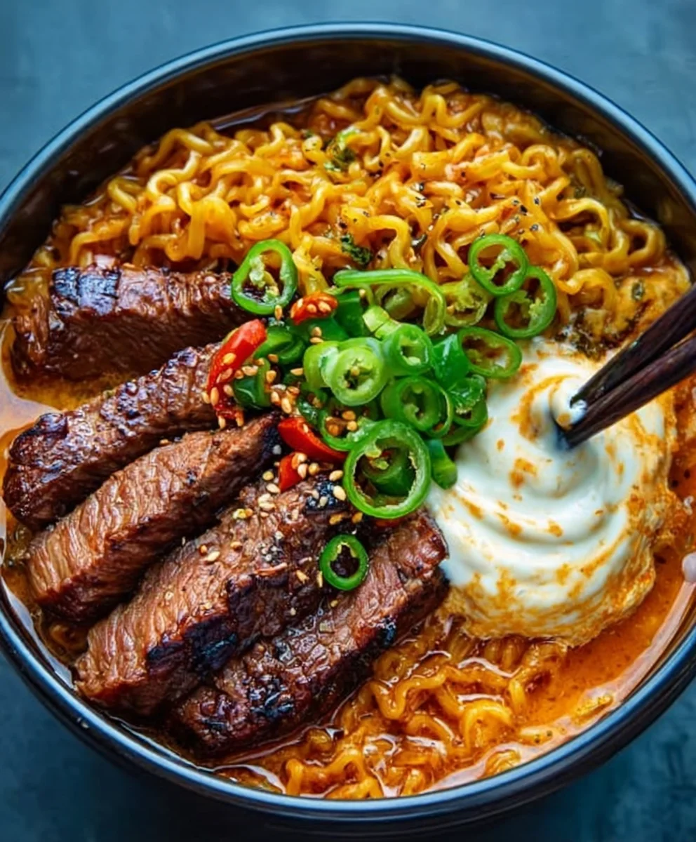Spicy Korean Ramen Beef Creamy Sauce Recipe