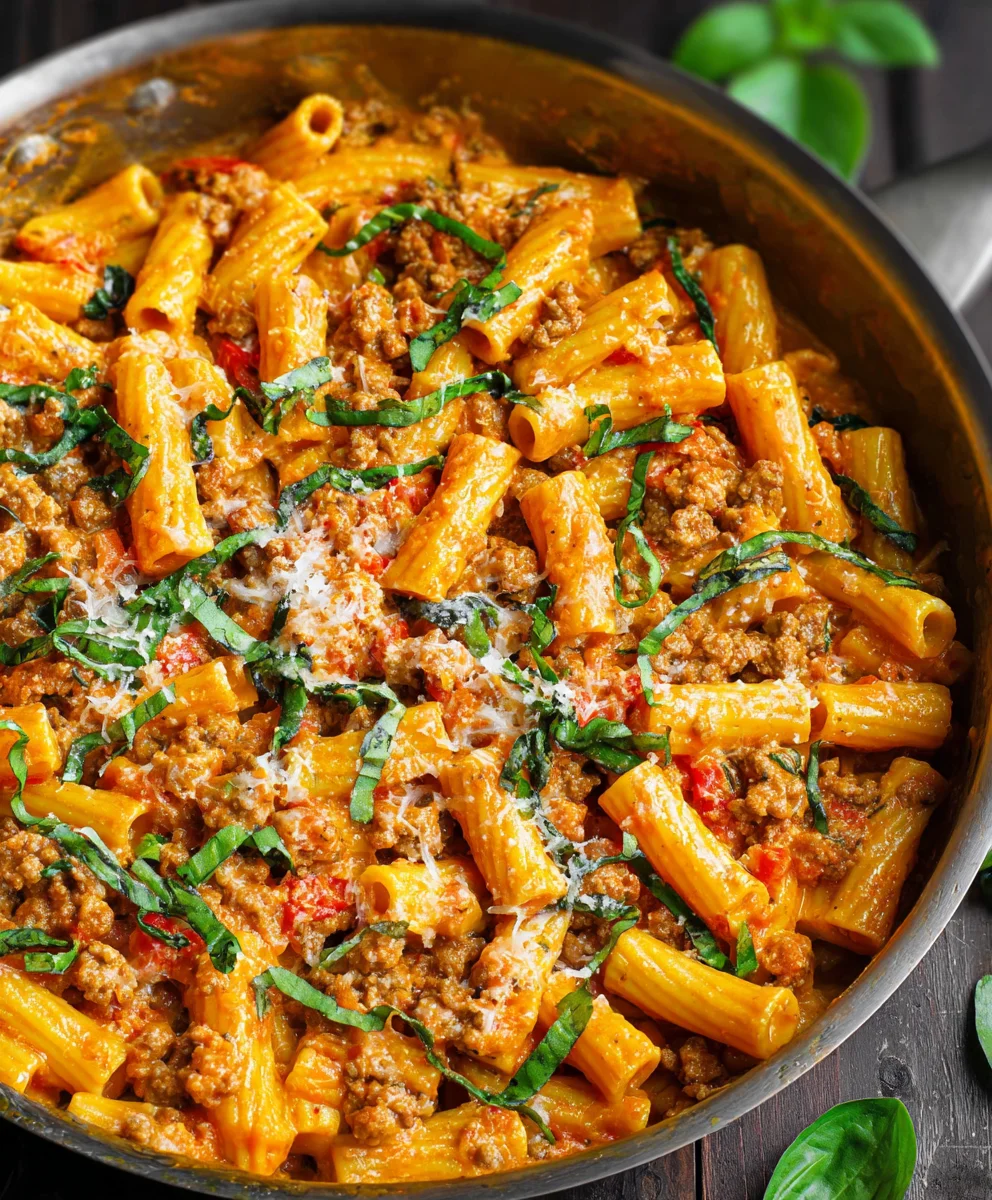 Easy One-Pan Creamy Beef Rigatoni Min