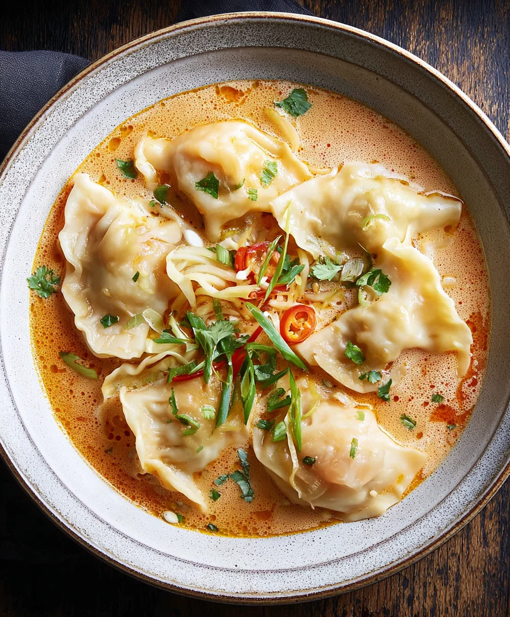 Thai Coconut Curry Beef Dumpling Soup-Flavorful & Easy