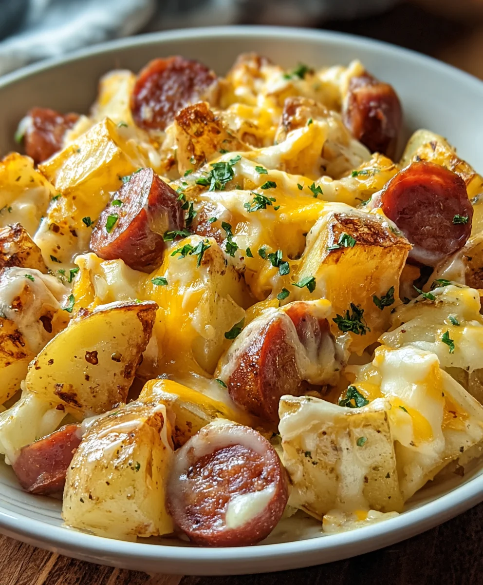 Cheesy Beef Ranch Potatoes Smoked Sausage Bake