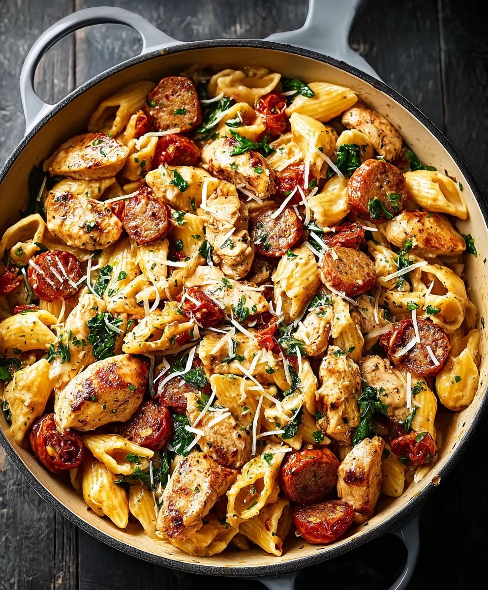 Easy Chicken and Beef Sausage Pasta Dinner