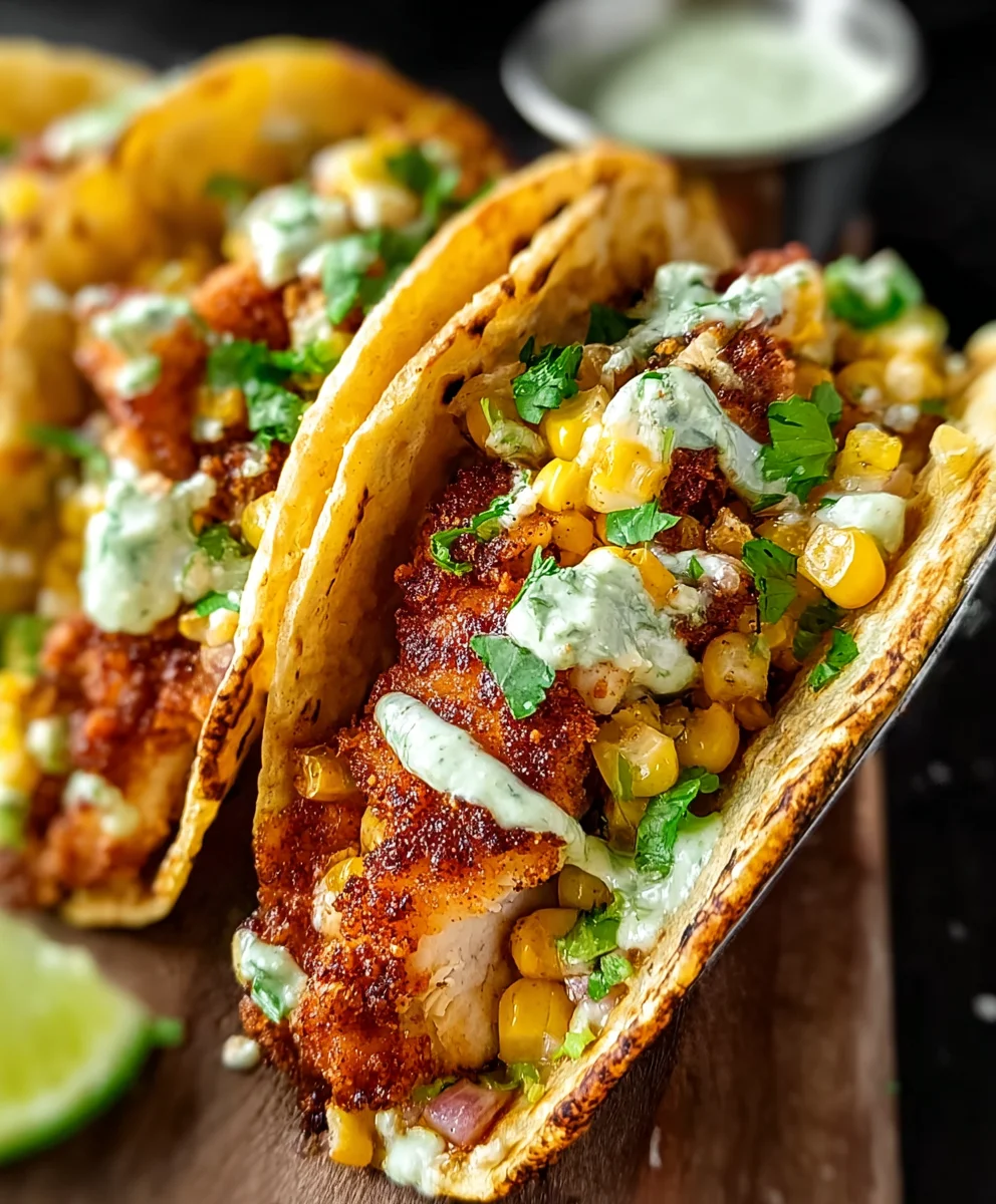 Fried Chicken Street Corn Tacos - Flavor Bomb!
